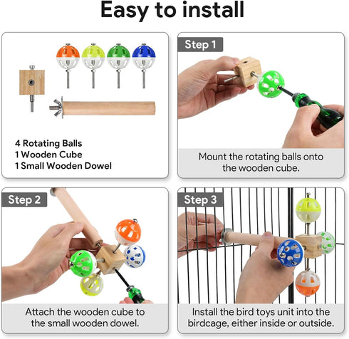 Matutinus Returns)(1PCS) Bird Stand Perch Toy with Rotating Balls, Bird Toys for Parakeets, Ideal for Parakeets