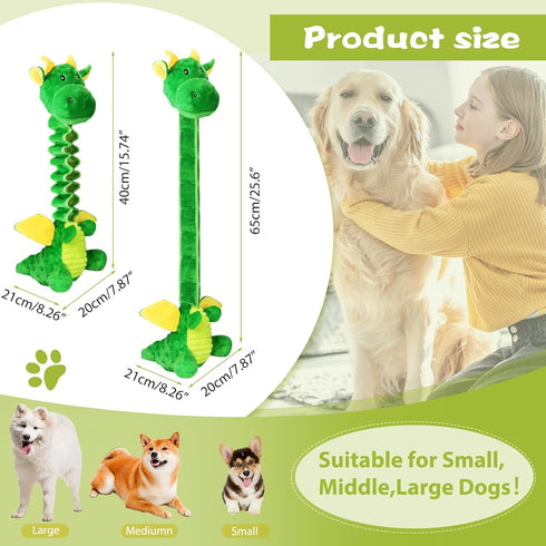 Large Squeaky Dog Toys, Tug-of-War Plush Animal Toys with Crinkle Paper for Small, Medium, Large Dogs