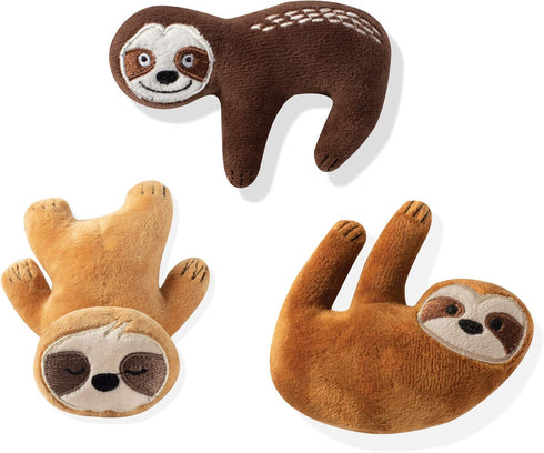 Fringe Studio 3PCS Plush Dog Toy Set, Basic Sloths, PetShop Collection