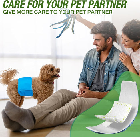 Jollywoods Long-150Count Dog Diaper Liners Booster Pads for Male & Female Dogs, Disposable Doggie Diaper Inserts Fit