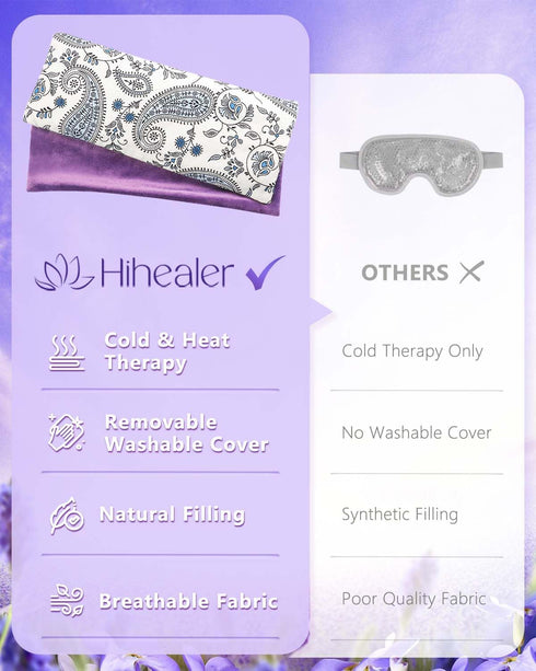 Lavender Eye Pillow for Relaxation, Yoga, Sleep – Weighted Mask for Headache, Aromatherapy Compress