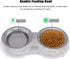 SAVORI Small Dog Bowls - Handmade Bling Rhinestones Stainless Steel Double Food Water Feeder for Cats and Dogs (Silver,