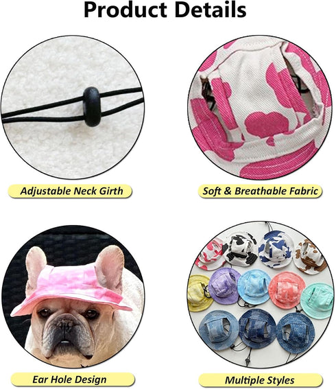 Generic Hole,Summer Junchl Pet Hats,Dog Bucket Hats with Ear Cat Dog Round Brim Cap,Outdoor Travel Sunscreen Pet