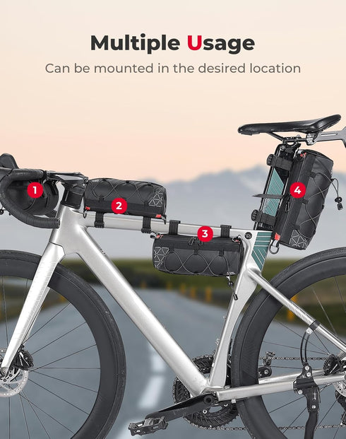 KEMIMOTO Bike Handlebar Bag with Rain Cover, Front Bike Bag for Bicycles with Dual Waterproof Zippers