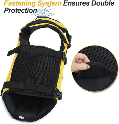 VIVAGLORY Rip Stop Dog Life Vest, Swimming Jacket with Handle, Buoyancy for Puppy, Dog Life Jacket for Swimming &