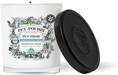 Pet-Pourri Pet Odor Freshener Candle, Pawsitively Fresh, 7.5 Oz - Jasmine, Fresh Air and Pear, Veterinarian Recommended