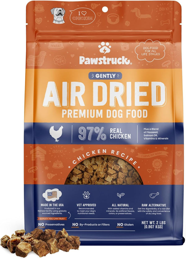 Pawstruck All Natural Air Dried Dog Food w/Real Chicken, Grain Free, High Protein Limited Ingredient, 2lb Bag
