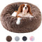 Round Donut Dog Bed for Small Medium Large Dogs, Washable Anti-Slip Faux Fur Fluffy Cuddler Cat Bed, 20"