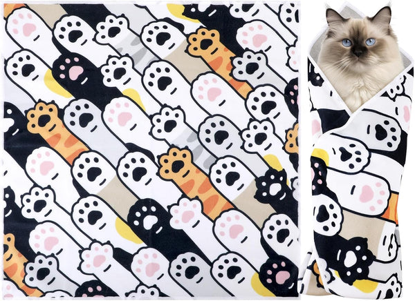 BOXOB Cat Wrap for Grooming, 19.68x19.68 Inch Soft Cat Swaddle Wrap Multifunctional Self-Adherent