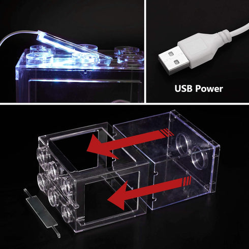0.6 Gallon Small Betta Fish Tank Kit with LED Lighting, Stackable Beta Fish Bowl Accessories for Turtle Reptile Shrimp