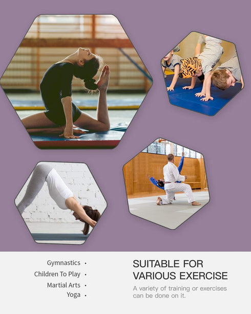 6x2x2 Gymnastics Mat Exercise Mat Tumbling Mats for Home Gym, Folding Portable Extra Thick Crash Panel Mat