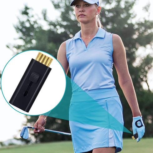 PAGOW 2 Pack Retractable Golf Club Cleaner Brush, Portable Double-Sided Groove Cleaner in Multicolor