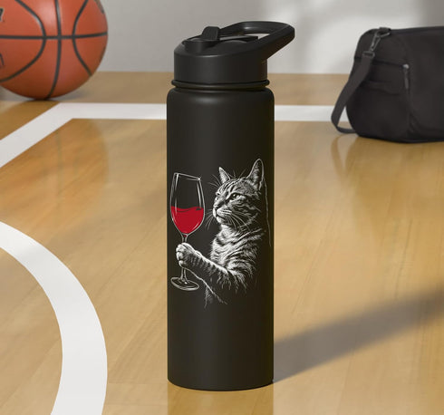Wine Drinker Humor Tee Winery Life Wine Sommelier Sommelier Funny Cat Glass of Wine Lover Drinking Party Tee Stainless