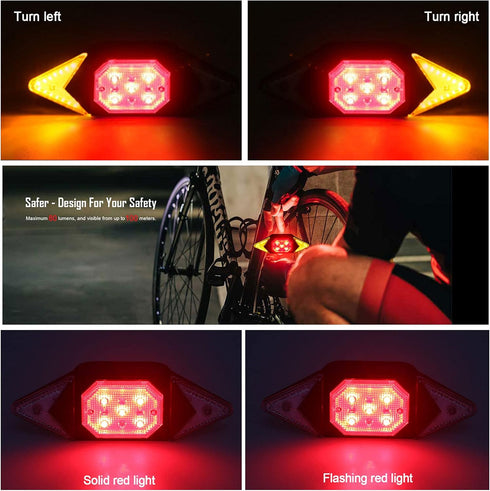 Rechargeable Rear Bike Lights, Waterproof Bike Turn Signals for Night Riding, 2024 Bike Accessories