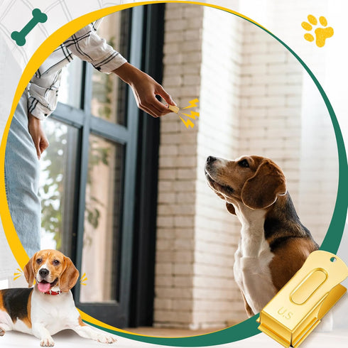2 Pieces Brass Pet Training Clicker, Metal Dog Clicker for Puppy and Cat Trainer (Gold)