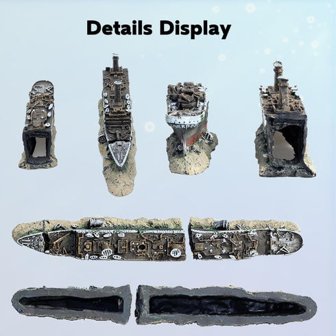 Titanic Wreck Ornaments, Resin Aquarium Decoration, Lost Wrecked Boat Ship Ornament