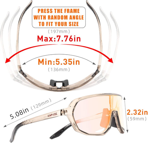 KAPVOE Photochromic Cycling Glasses for Men Women, Mountain Bike Sunglasses with UV Protection