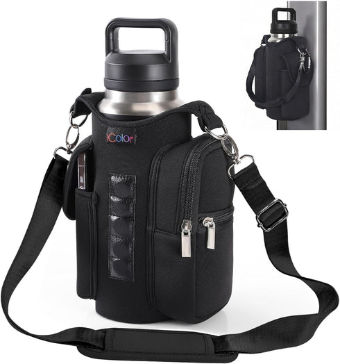 icolor Magnetic Gym Bag Water Bottle Carrier Holder with Phone Pockets &