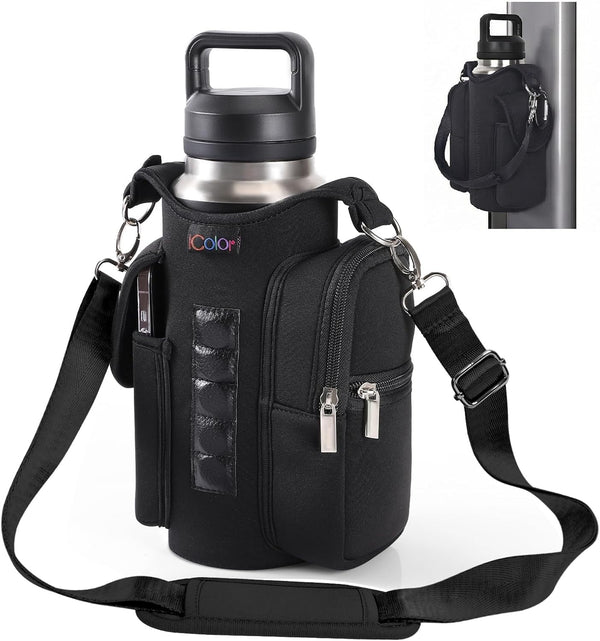 icolor Magnetic Gym Bag Water Bottle Carrier Holder with Phone Pockets &