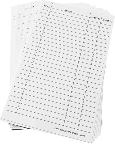 Dog Grooming Cards (100 Pack) 8 X 5 inch Groomer Client Profile Service Record Clip Card for Pet Groomers