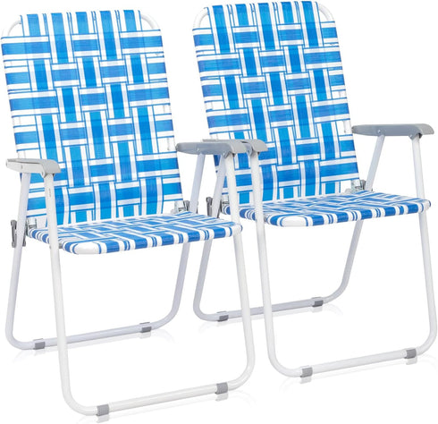 Hikarinowa 2 Pack Patio Folding Lawn Chairs for Adults,Outdoor/Indoor Portable Beach Chair,Folding Webbed