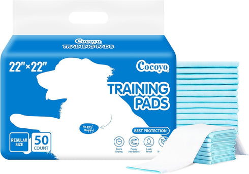 COCOYO Best Value 22"x22" Dog Training Pads 50 Count | Dog Pee