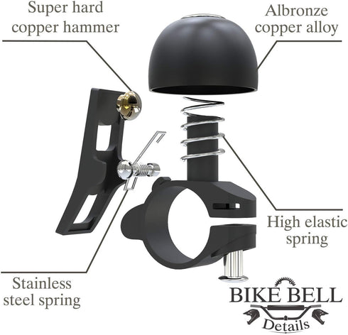 Sportout Copper Alloy Bike Bell, Classic Loud Sound Ring for Road, Mountain, City, Sports, Cruiser, BMX Bikes