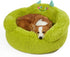 Jiupety Cute Calming Dog and Cat Bed, Indoor High Bolster Donut Dog Beds, Plush Cuddler Bed (L, 27"x27"x14") Green