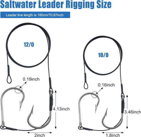 400LB Shark Rigs Stainless Steel Twin Fishing Hooks Nylon Coated Cable Leader Rigging Saltwater Sea Fishing Double Drop
