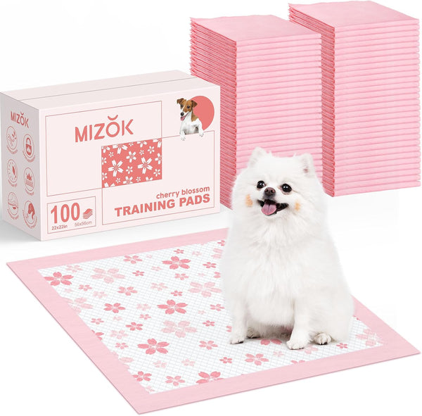 MIZOK Puppy Pads 22"x 22" with Leak-Proof Quick-Dry Design Pee Pads for