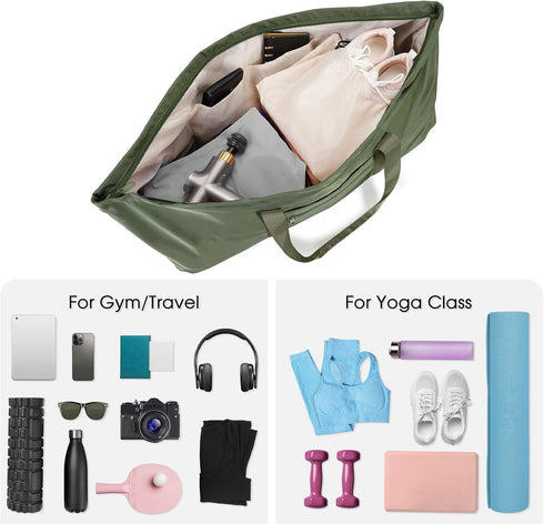 Large Yoga Mat Bag with Shoes Compartment and Wet Pocket Ladies Pilates Gym Tote Bag with Yoga Mat Holder Strap