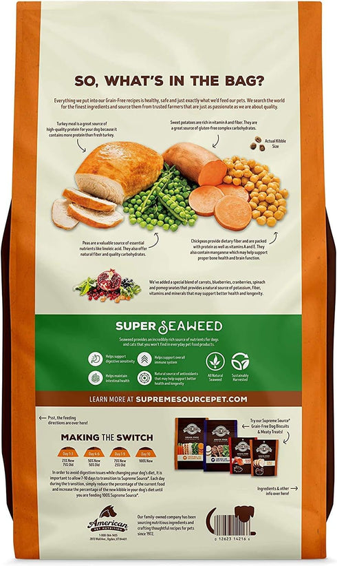 Supreme Source Grain Free Dry Dog Food, Turkey Meal & Sweet Potato Recipe, 5 Pound Bag
