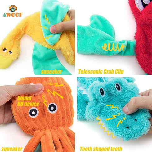 AWOOF Dog Toys No Stuffing, 5 Pack Durable Squeaky Chew Toys for Small, Medium, and Large Dogs