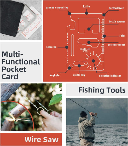 VEITORLD 12 in 1 Survival Gear and Equipment, Unique Fishing Hunting Gift for Men, Dad, Husband