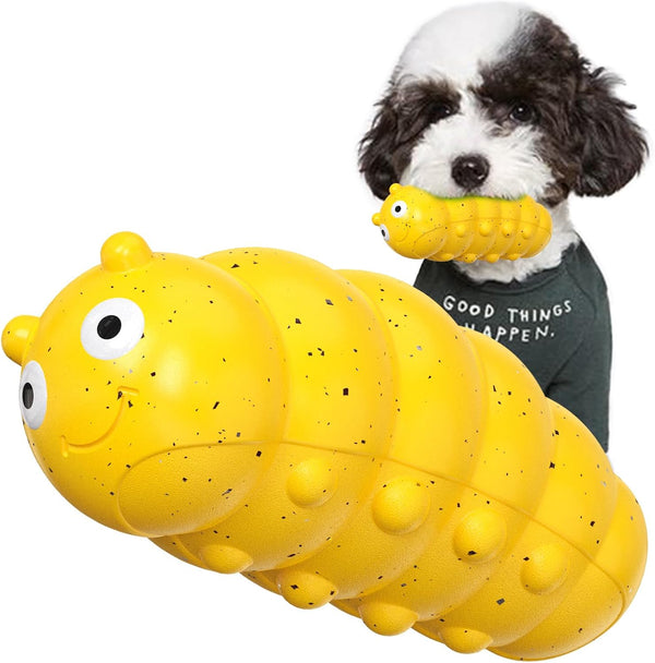 Dog Chew Toys for Aggressive Chewers - Indestructible Rubber Dog Toy for Tough Chewers, Yellow-Insect Design