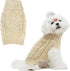 Turtleneck Small Dog Sweaters - Classic Cable Knitwear Winter Coat for Small Medium Dogs, Cream, Size S