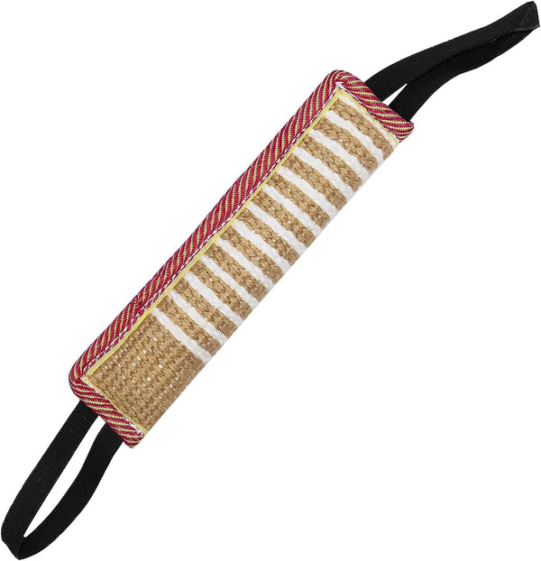 Dog Tug Toy - Jute Bite Pillow for Training, Best for Tug of War, Interactive Play for Small and Medium Dogs
