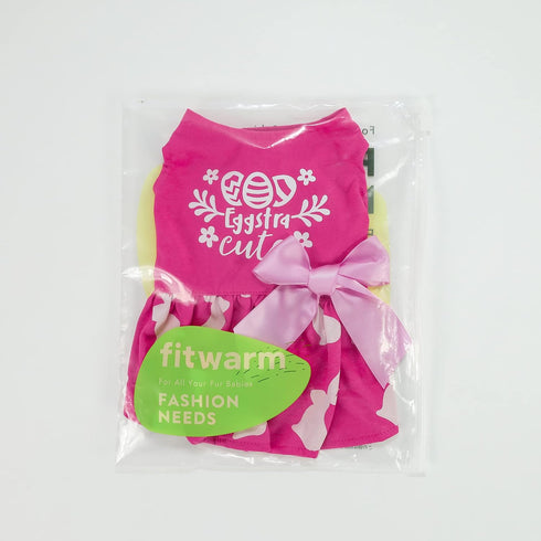 Fitwarm Bunny Dog Dress, Eggstra Cute Easter Outfit, Holiday Dog Clothes for Small Dogs Girl, Hot Pink, Small