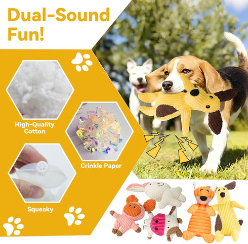 Generic 5 Pack Squeaky Plush Dog Toys: Tough Stuffed Toys - Chew Teething Crinkle Boredom Relief for Puppy Small Medium