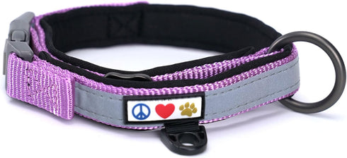 Pawtitas Lumberjack Padded Martingale Collar for Dogs, Soft Neoprene with Reflective Band, Medium Orchid