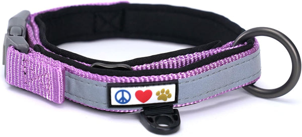 Pawtitas Lumberjack Padded Martingale Collar for Dogs, Soft Neoprene with Reflective Band, Medium Orchid