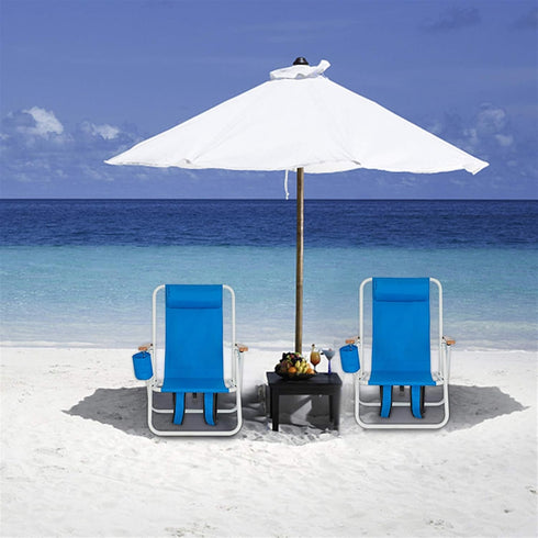 Buyter Portable High-Strength Beach Chair with Adjustable Headrest in Blue Color