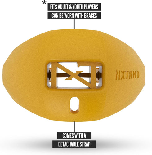 Nxtrnd One Football Mouth Guard with Strap, Fits Adult & Youth (Gold)