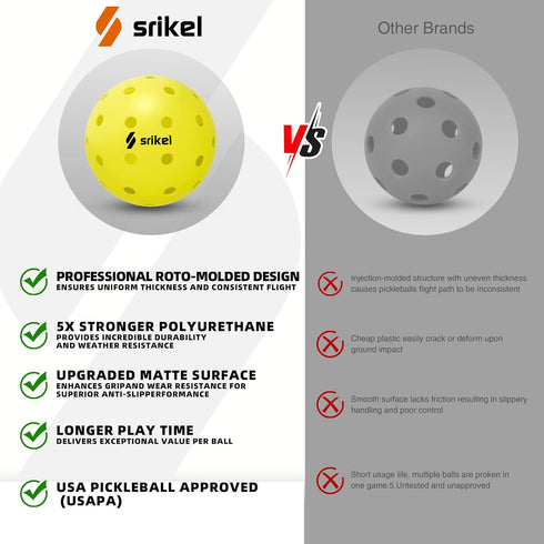 Pickleballs,Seamless 40-Hole Player,6/12/36/50/100Pack Pickleball Balls-USAPA Approved Outdoor/Indoor Roto-Molded