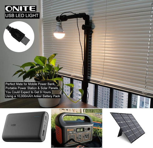 Onite USB LED Light Bulb - 5W Warm White - Outdoor Lantern with Hook & 8.4ft Cord