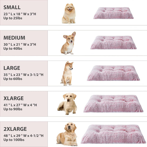 BFPETHOME Dog Beds for Large Dogs, Plush Cozy Crate Bed, Washable Anti-Slip Mats for Large Medium Dogs (42, Pink)