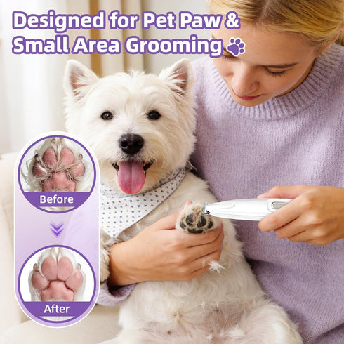 Generic Trimmer Dog Paw with LED Light, Ultra-Quiet Pet Hair Clippers for Small Areas, Cordless Dog Grooming Kit