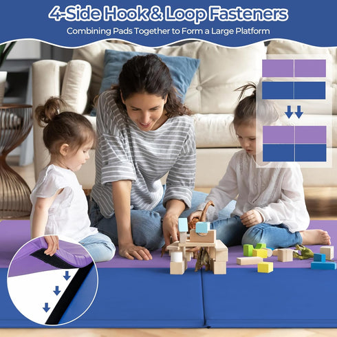 6x2'X1.6'' Giantex Gymnastics Mat Thick Folding Panel for for Gym, Yoga, Exercise Mat with Hook & Loop Fasteners