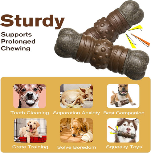Dog Chew Toys for Aggressive Chewers, Tough Squeaky Interactive Toy for Medium/Large Dogs