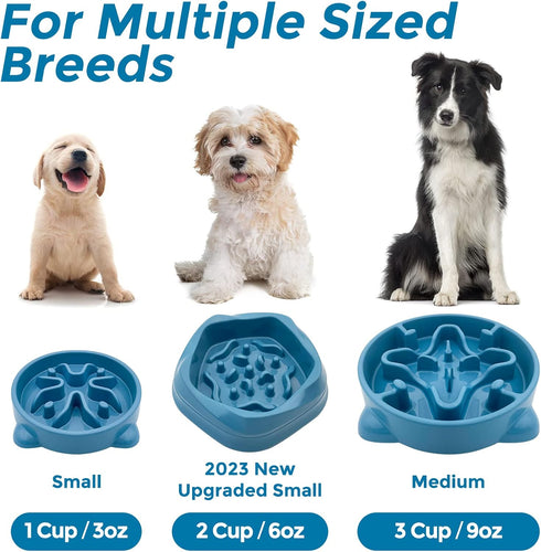 Non-Slip Slow Feeder Dog Bowls - Durable Puzzle Feeder for Small Dogs, 1 Cup, BPA Free, Grey